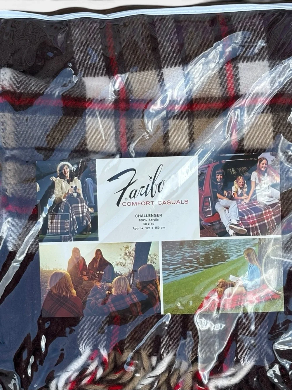 Vintage Faribo Plaid Blanket And Carry Bag